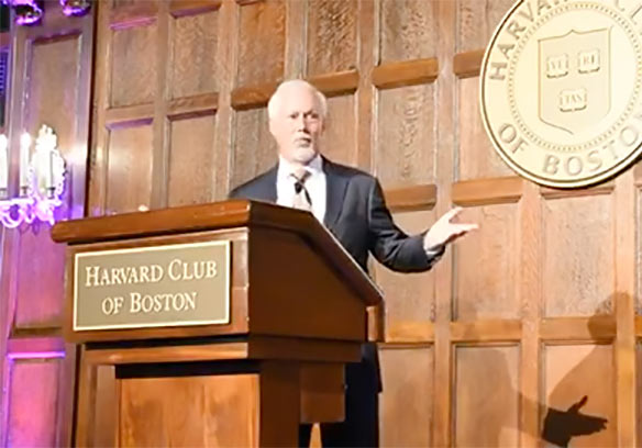 Michael H Peters receiving award at the Harvard Club.